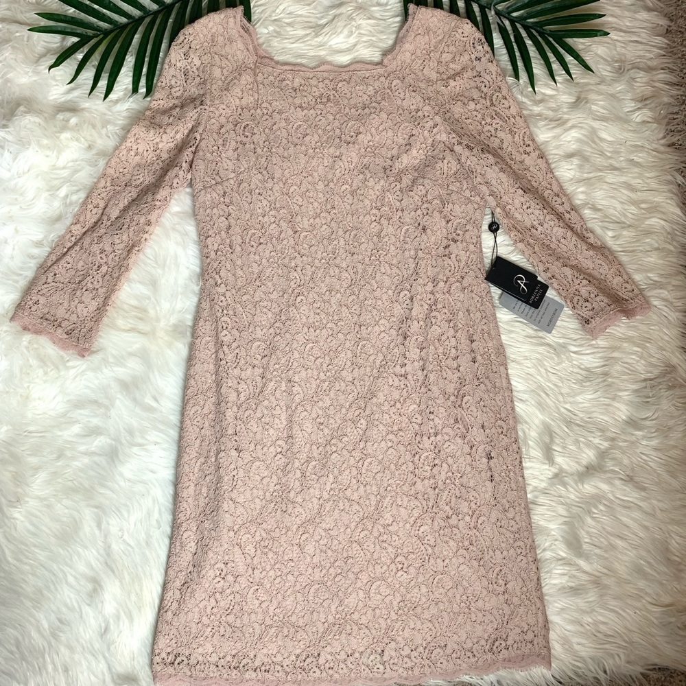 Adrianna Papell Dusky Rose Dress Sleeves Sz 16